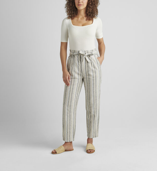 Belted Pleat High Rise Tapered Leg Pant