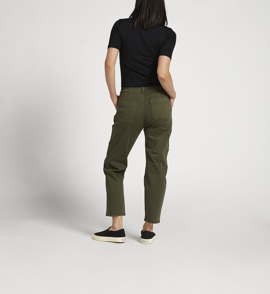 Utility High Rise Tapered Ankle Pants,Olive Back