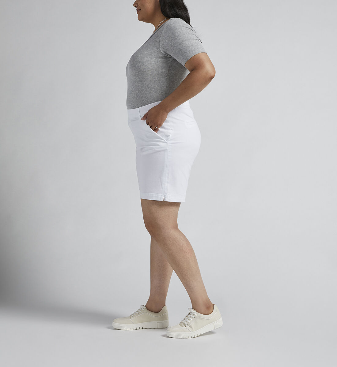 Maddie Mid Rise 8-inch Pull-On Short Plus Size,White Side