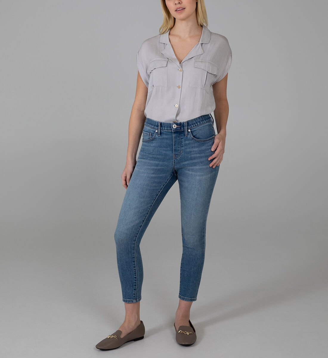 Valentina High Rise Crop Pull-On Jeans Front