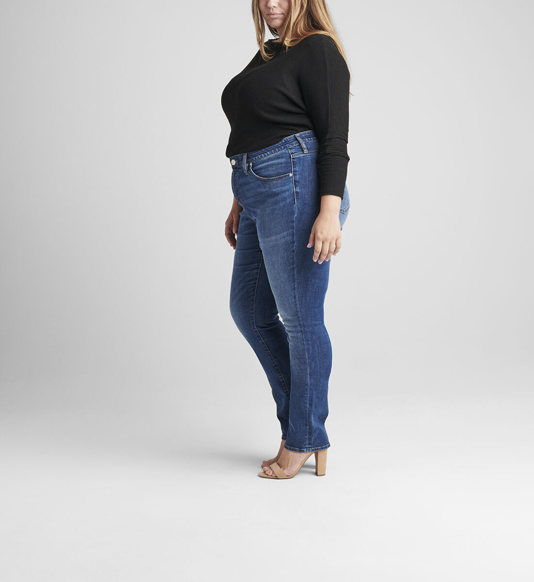 Ruby Mid Rise Straight Leg Jeans Plus Size Side