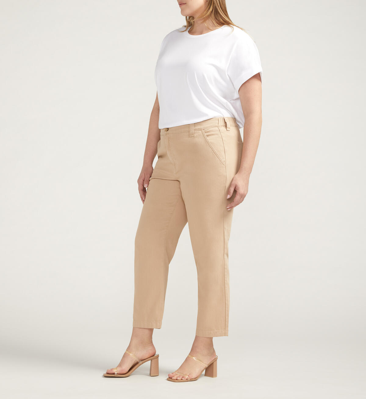 Chino Tailored Cropped Pants Plus Size, , hi-res image number 2