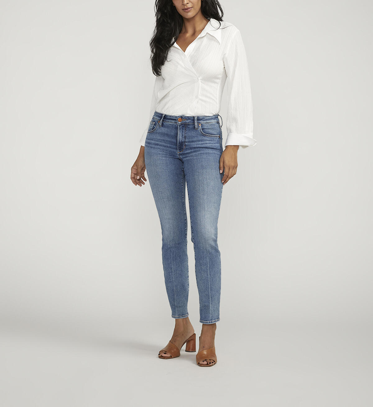 Forever Stretch Mid Rise Straight Leg Jeans, , hi-res image number 0