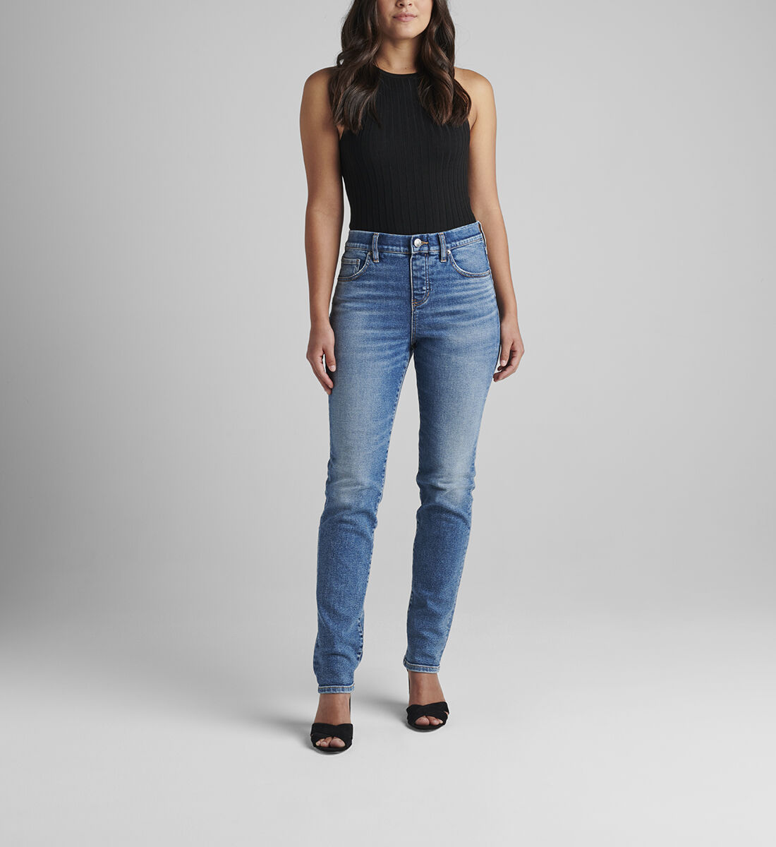 Valentina High Rise Straight Leg Pull-On Jeans Front