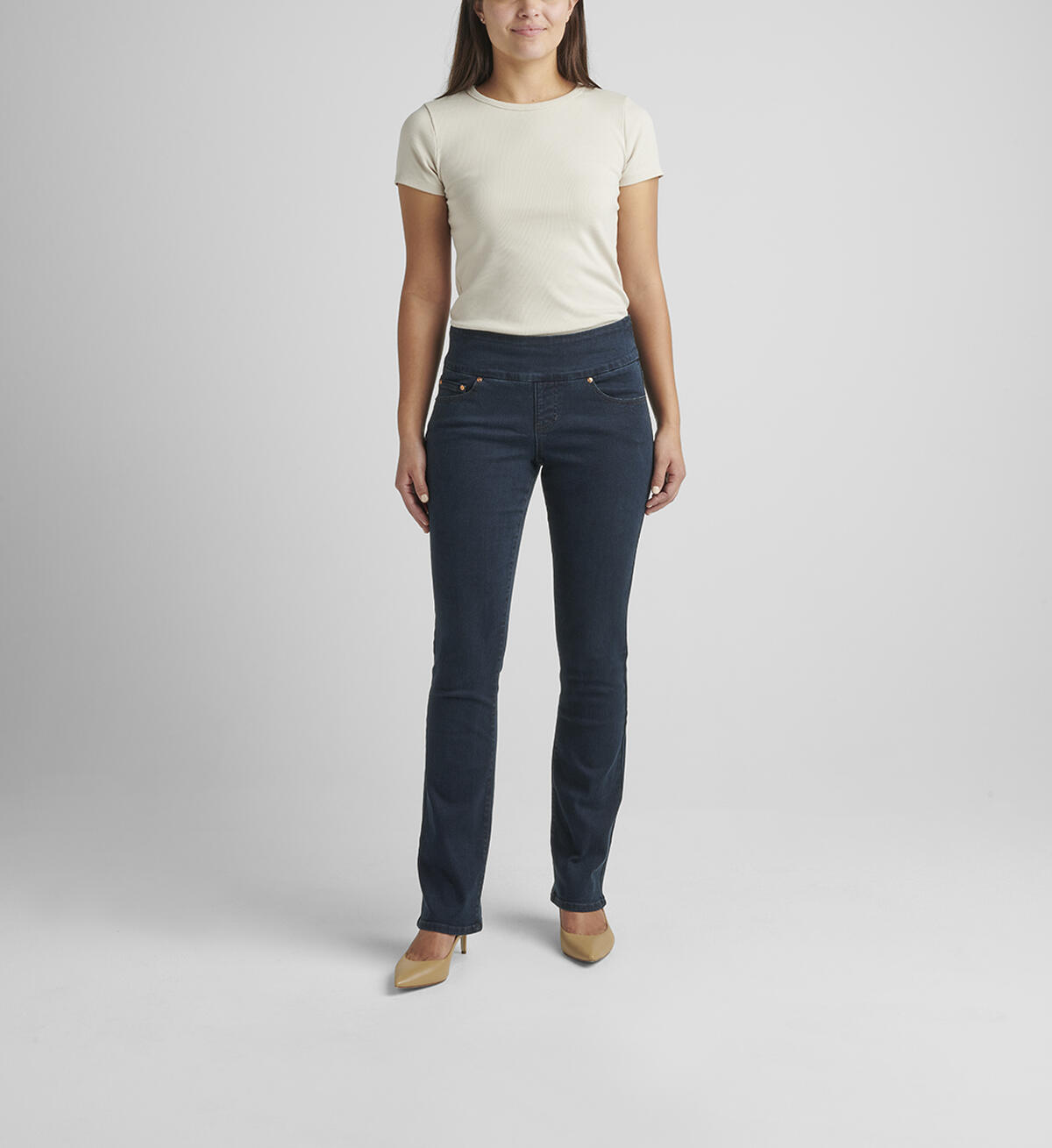 Paley Mid Rise Bootcut Pull-On Jeans Petite, , hi-res image number 0