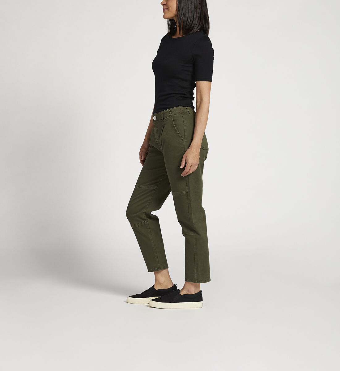 Utility High Rise Tapered Ankle Pants,Olive Side
