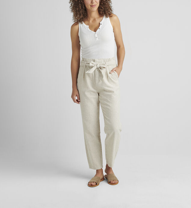 Belted Pleat High Rise Tapered Leg Pant