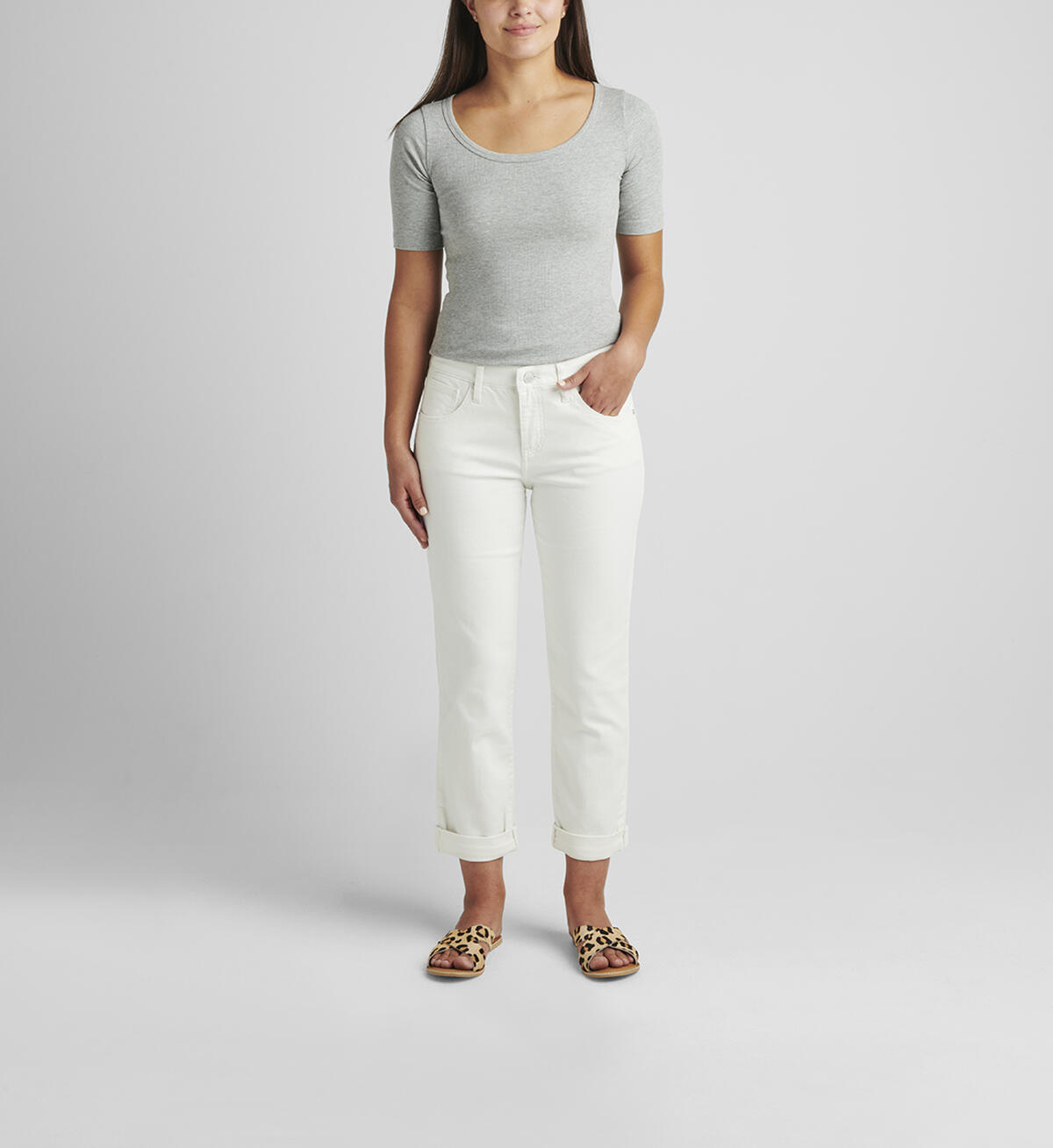 Carter Mid Rise Girlfriend Jeans, White, hi-res image number 0