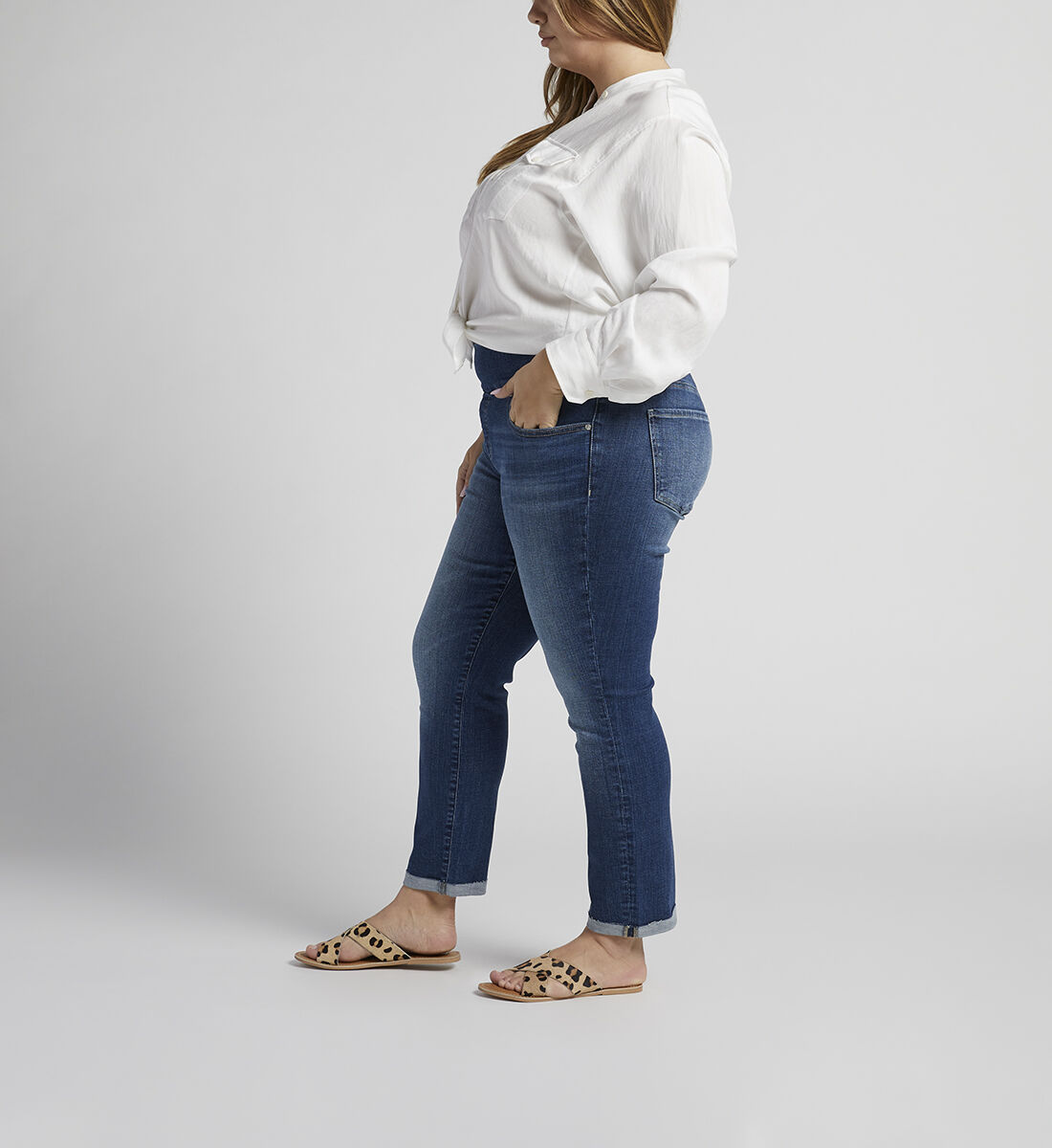 Amelia Mid Rise Slim Ankle Pull-On Jeans Plus Size Side