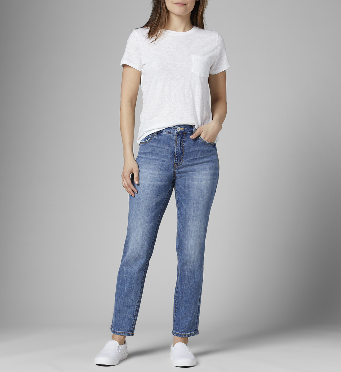 Jag Jeans Womens Petite Reese Vintage Straight Jean