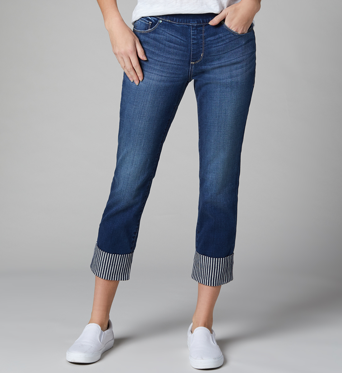 Lewis Mid Rise Straight Leg Jeans with Contrast Cuff - Jag Jeans US